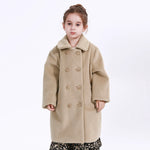 Dark Beige Casual Plain Jacket for Girls Image