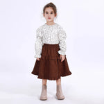 Brown Casual Plain Skirt for Girls Image