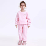 Light Pink Casual Printed Pants for Girls Image