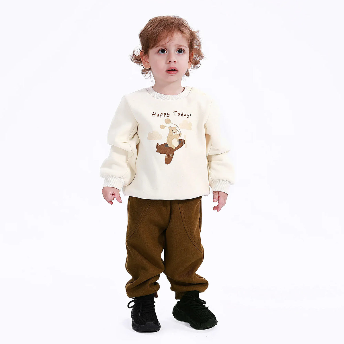Dark Khaki Casual Plain Pants for Baby boy Image