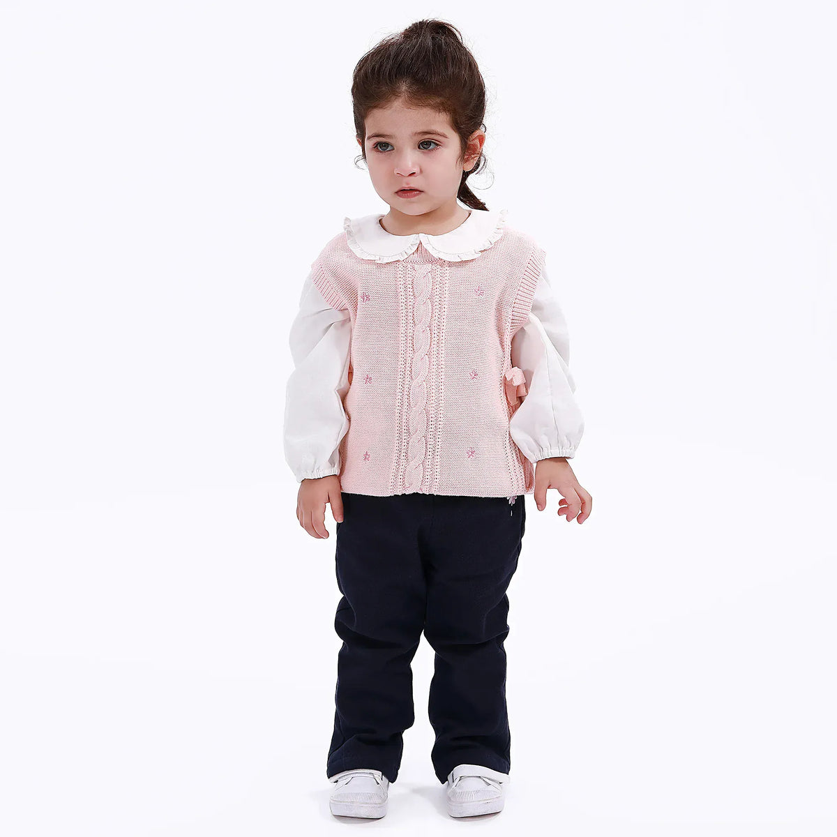 Light Pink Casual Jacquard Waistcoat for Baby girl Image