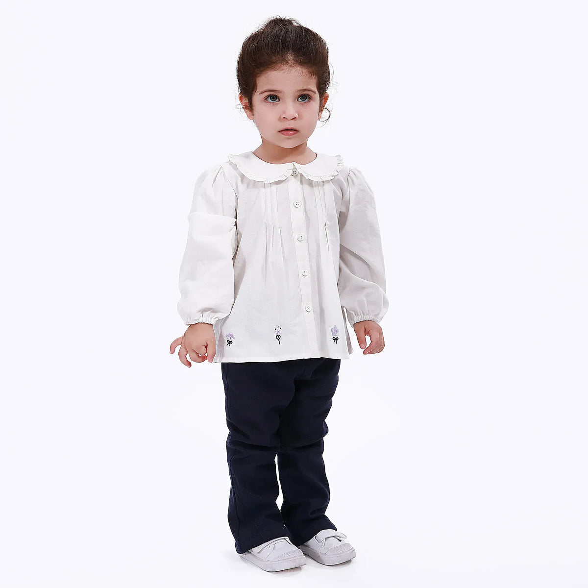Navy Casual Floral Pants for Baby girl Image