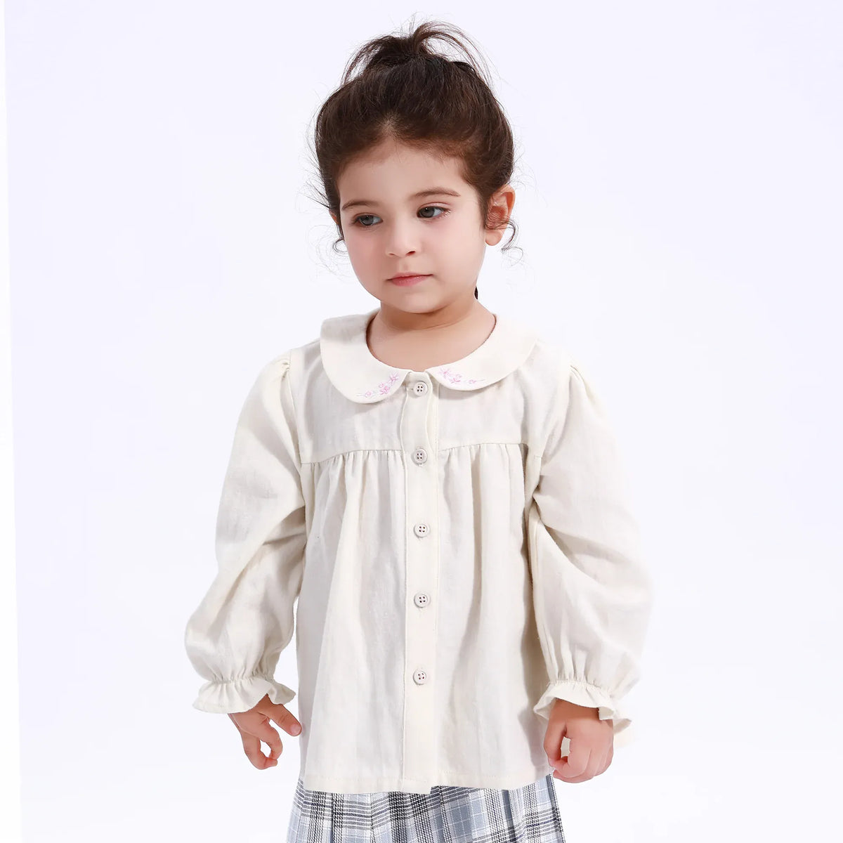 Beige Casual Floral Shirt for Baby girl Image