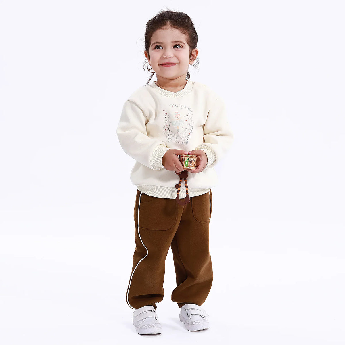Light Beige Casual Printed Sweatshirt for Baby girl Image