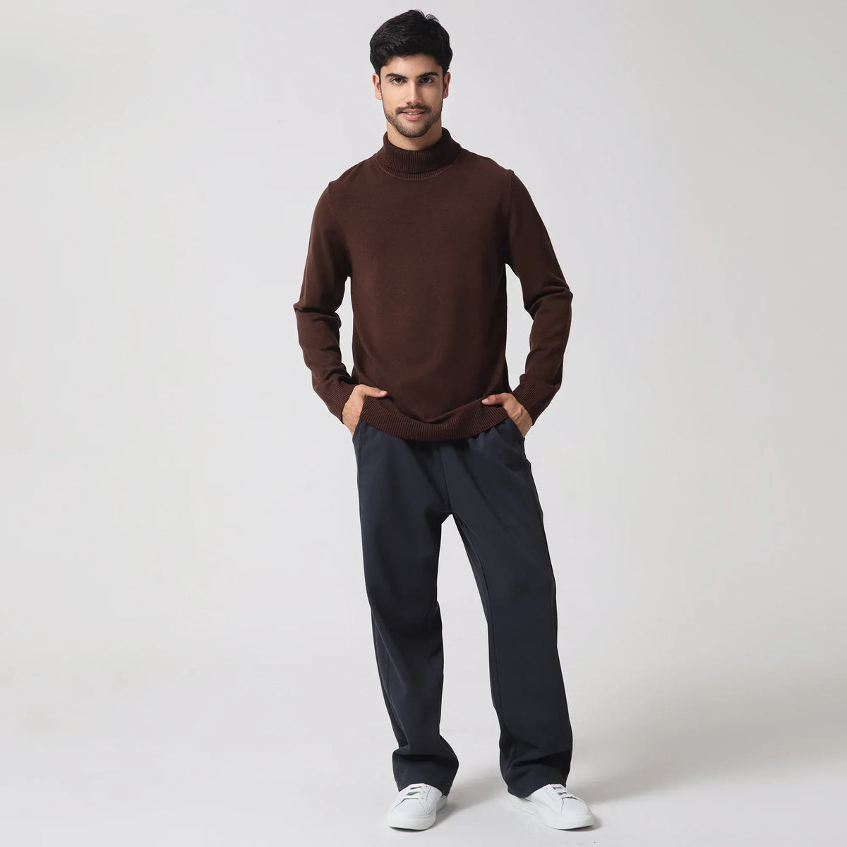 Coffee Casual Plain Sweater for Men Image