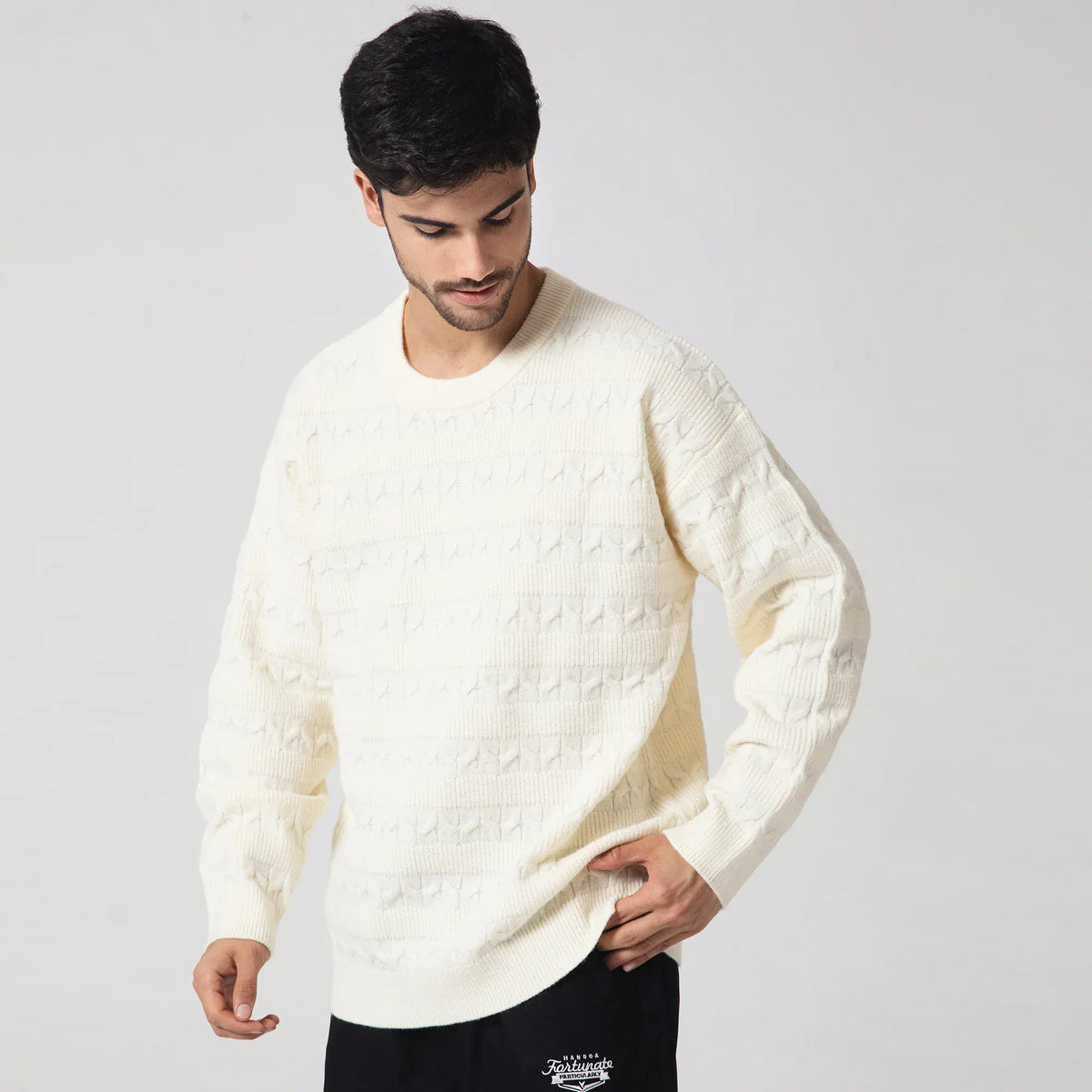 Casual Jacquard Sweater for Men Image
