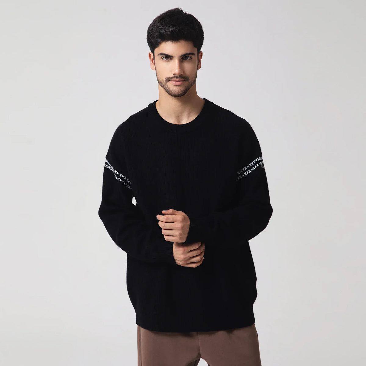 Casual Jacquard Sweater for Men Image