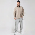 Dark Beige Casual Plain Sweater for Men Image