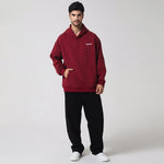 Maroon Casual Printed Hoodie for Men Image