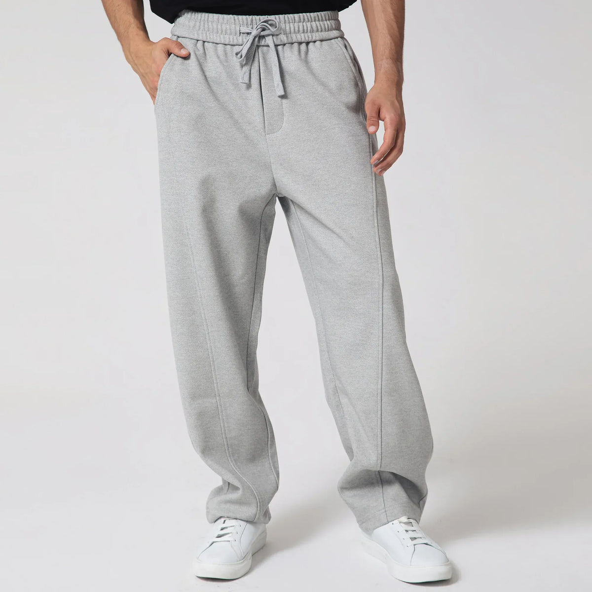 Grey Casual Solid Pants for Men Image