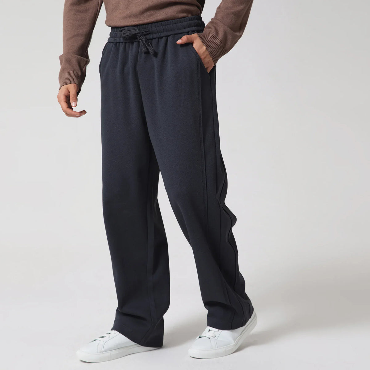 Dark Grey Casual Plain Pants for Men Image