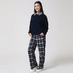 Dark Blue Casual Color-Blocked Polo Shirt for Women Image