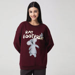 Purple Red Casual Printed Sweatshirt for Women Image