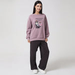 Pink Purple Casual Printed Sweatshirt for Women Image