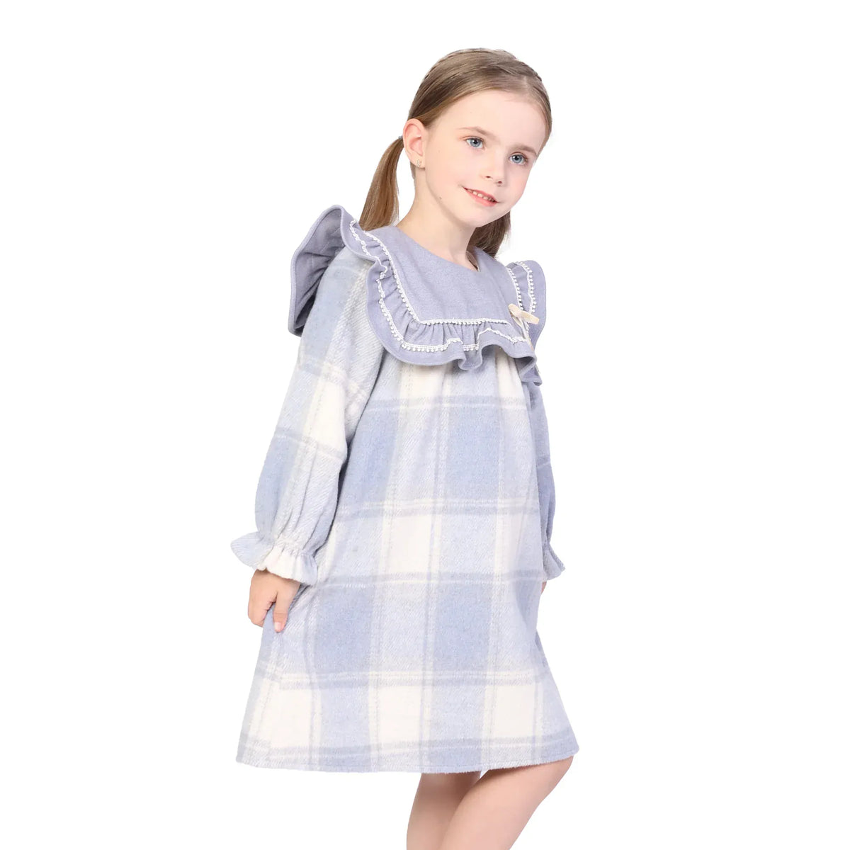 Checked Formal Dress for Girls Image