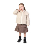 Beige Checked Formal Jacket for Girls Image