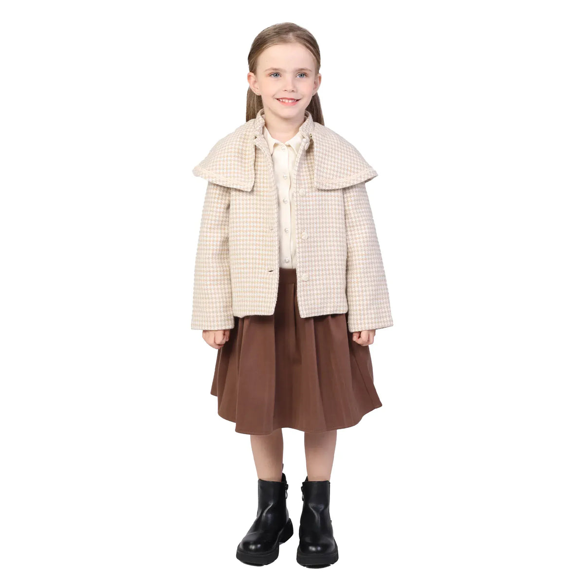 Coffee Plain Formal Skirt for Girls Image