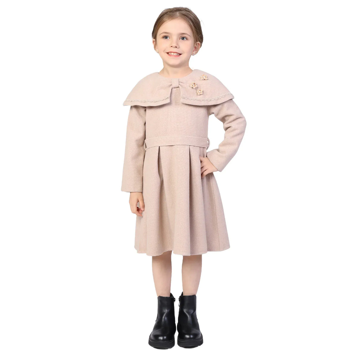 Dark Beige Floral Formal Dress for Girls Image