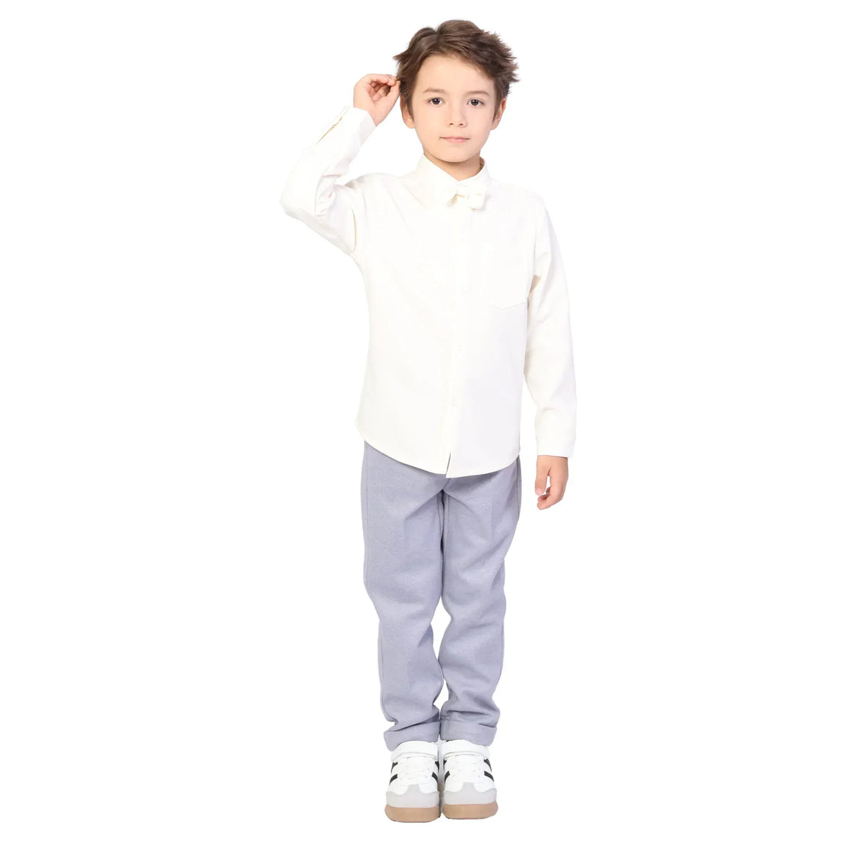 Light Beige Plain Formal Shirt for Boys Image