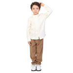 Beige Yellow Plain Formal Shirt for Boys Image