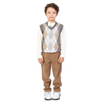 Dark Grey Checked Formal Waistcoat for Boys Image