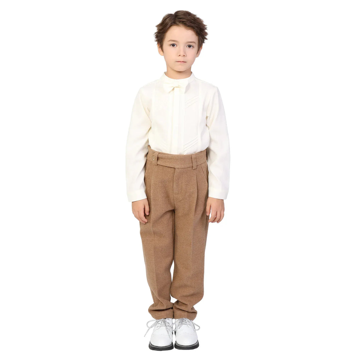 Dark Khaki Solid Formal Pants for Boys Image