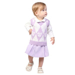 Light Purple Checked Formal Waistcoat for Baby girl Image