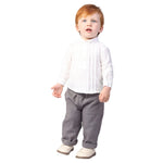 Off White Plain Formal Blouse for Baby boy Image