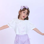 White Printed Fashion Polo Shirt For Girls Image