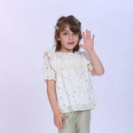 Beige Floral Fashion Blouse For Girls Image