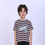 Striped Fashion T-Shirt For Boys Maroon Image