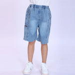 Washed Jeans Fashion Shorts For Boys Jeans Blue Image