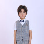 Checked Fashion Waistcoat For Boys Grey Image
