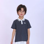 Striped Fashion Polo Shirt For Boys Dark Blue Image