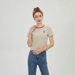 Striped T.Shirt for Women Coffee Image