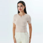 Plain Fashion T-Shirt For Women Khaki Image