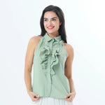 Plain Fashion Shirt For Women Green Image