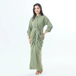 Olive Green Plain Fashion Dress For Women Image