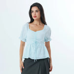 Embroidery Fashion Blouse For Women Blue Image