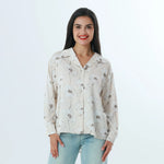 Beige Floral Fashion Shirt For Women Image