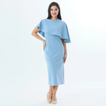 Plain Fashion Dress For Women Blue Image