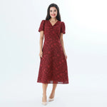 Jacquard Fashion Dress For Women Maroon Image