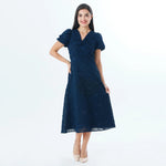 Jacquard Fashion Dress For Women Navy Image