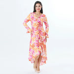 Floral Fashion Dress For Women Orange Image