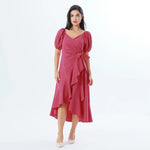 Checked Fashion Dress For Women Rose Image