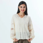 Laced Fashion Blouse For Women Pink Beige Image