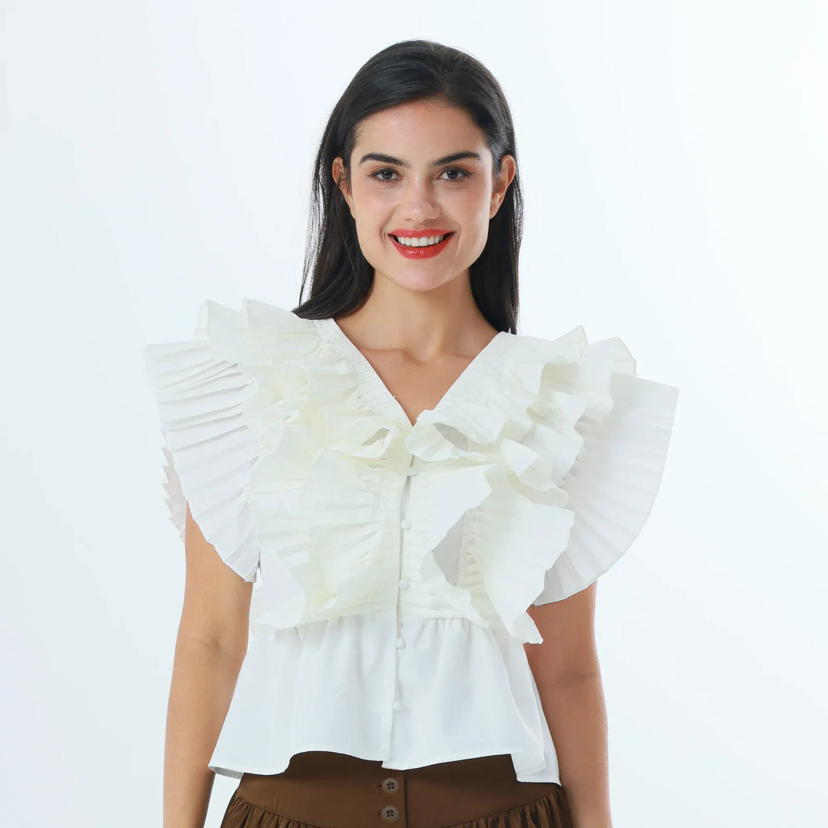 White Plain Fashion Shirt For Women Image