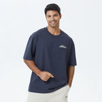 Dark Grey-Blue Printed T.Shirt for Men Image