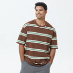 Brown Striped T.Shirt for Men Image