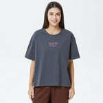 Dark Grey Embroidery Printed T.Shirt for Women Image